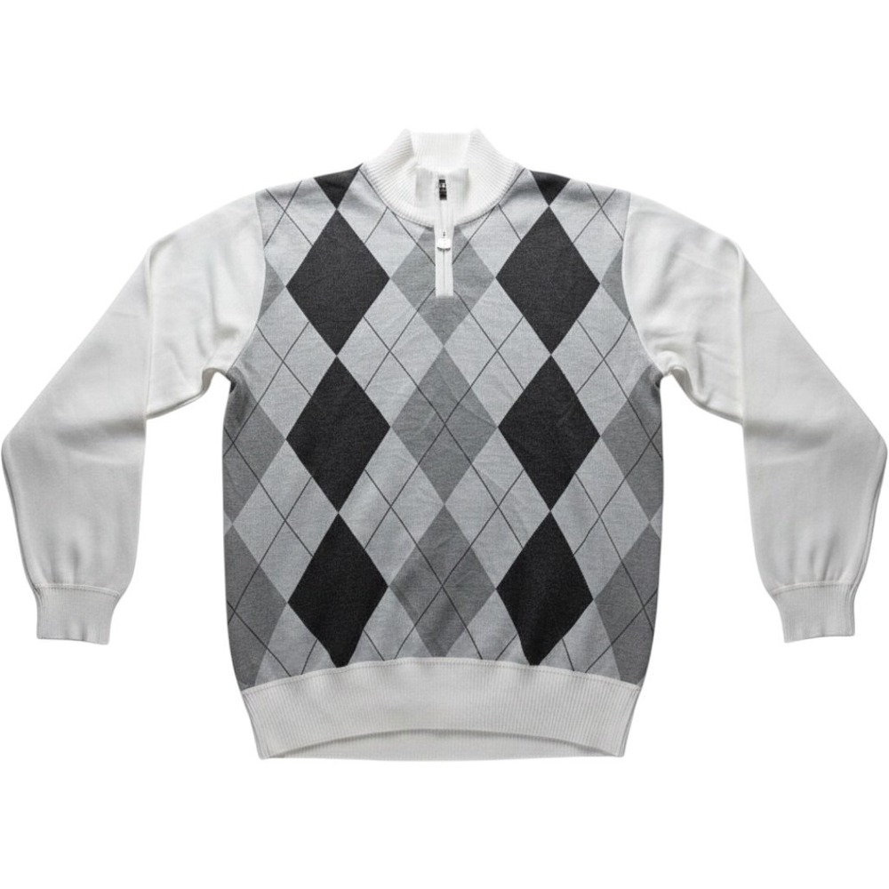 Red Ape Argyle Quarter Zip Sweater Mens 3X White Grey Black Pullover